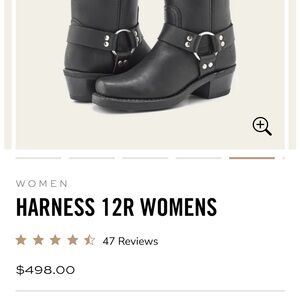 Frye Black Leather Mid-Calf Ring Harness Boots never worn.